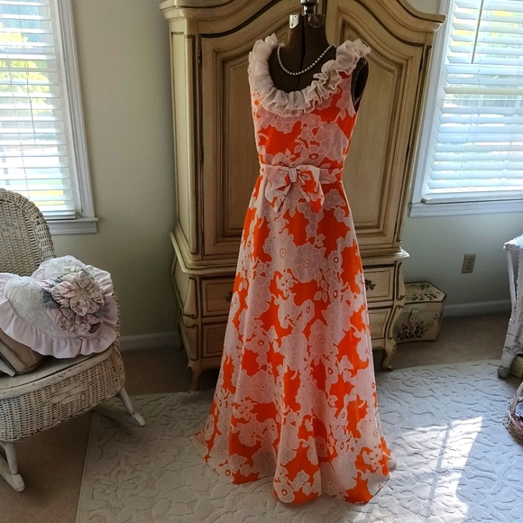 STUNNING 1970S "MISS ELLIETTE" CALIFORNIA MAXI DRESS! LOVELY! - Picture 16 of 17